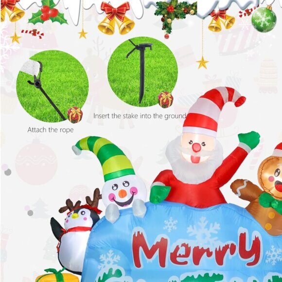 ⚡7.5FT Christmas Inflatable Santa Snowman Gingerbread Man Penguin Decoration - Picture 6 of 7